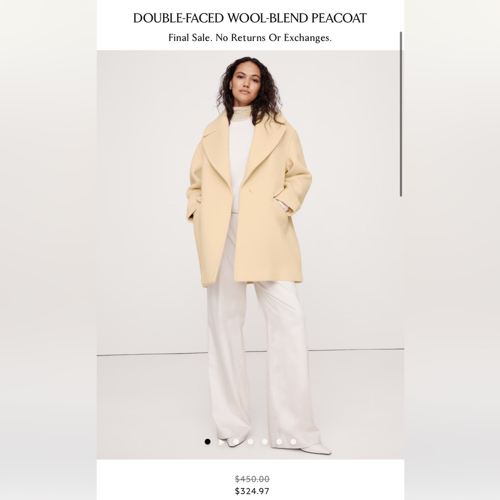 Banana Republic Cream Wool - Blend Pea Coat